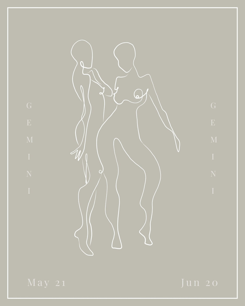 Gemini Zodiac Print | Minimalist Line Art Wall Art