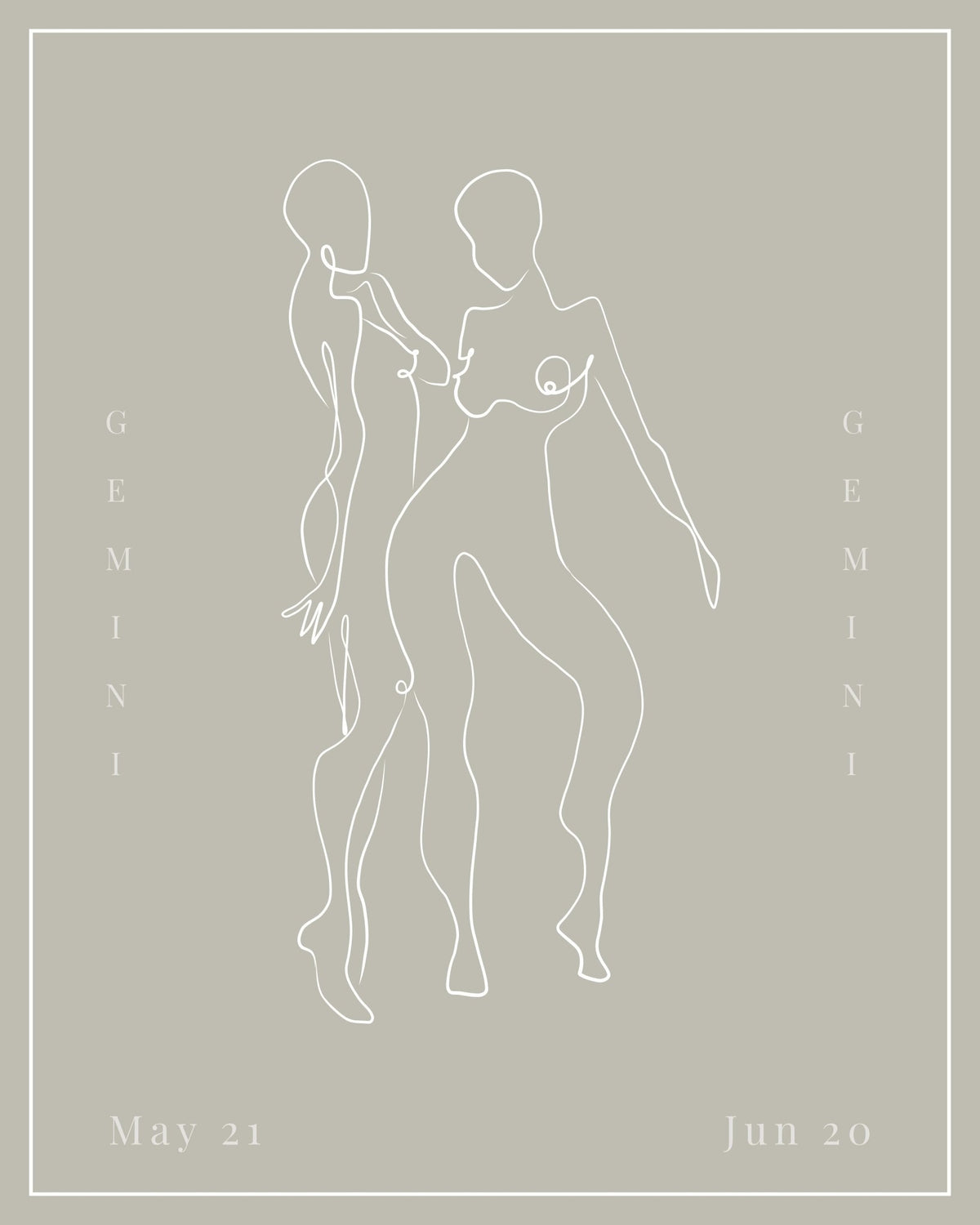 Gemini Zodiac Print | Minimalist Line Art Wall Art