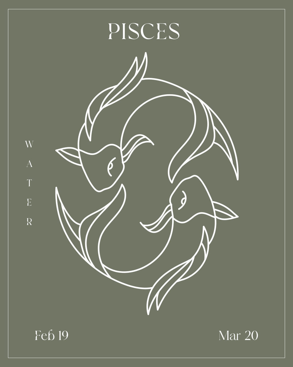 Pisces Zodiac Print | Minimalist Line Art Wall Art