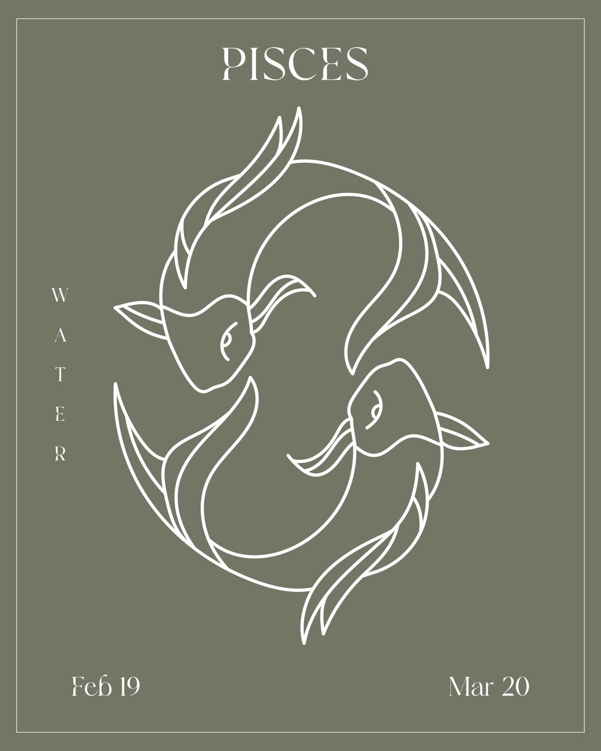 Pisces Zodiac Print | Minimalist Line Art Wall Art