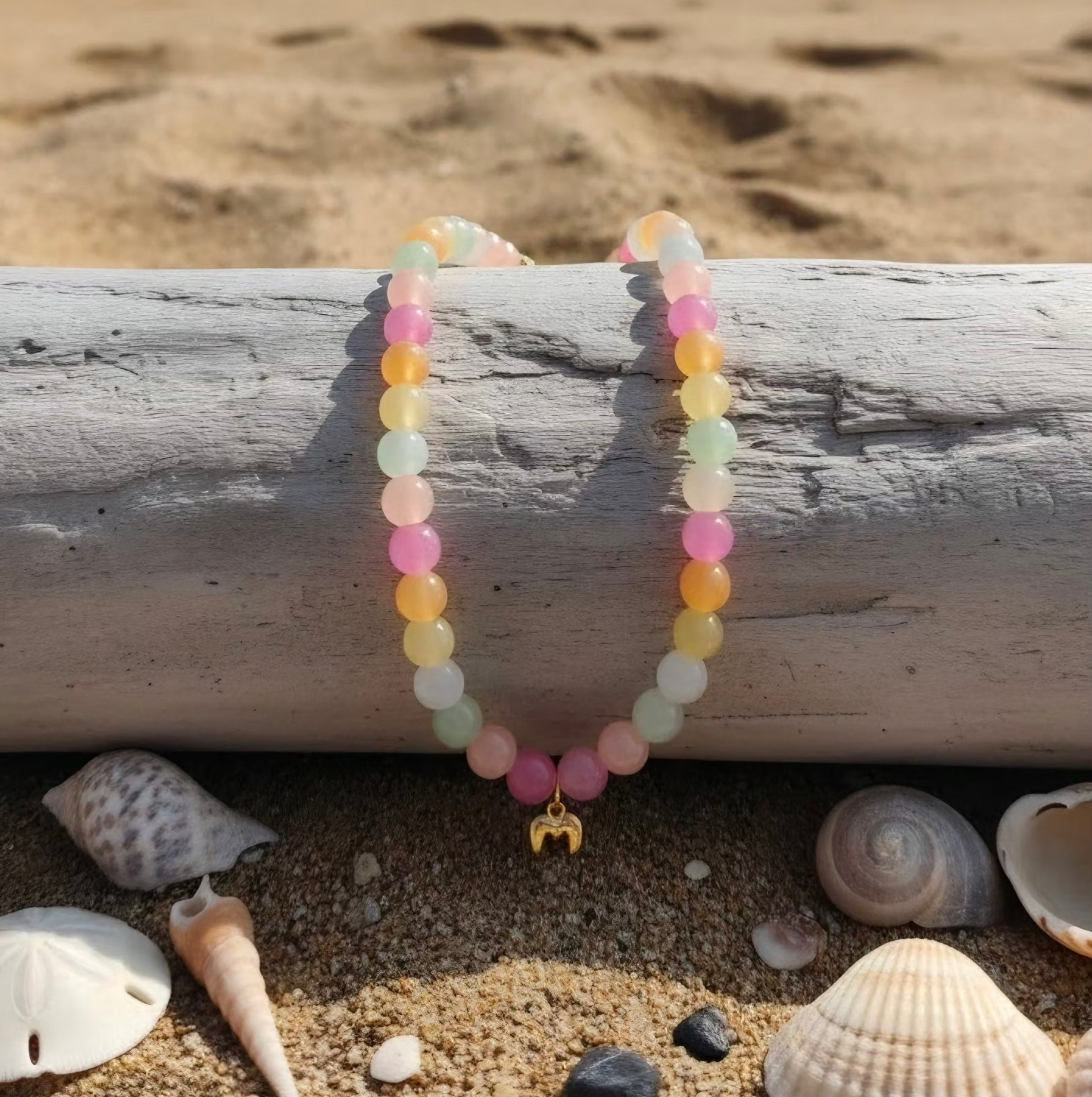 Pastel Rainbow Personalised Beaded Necklace