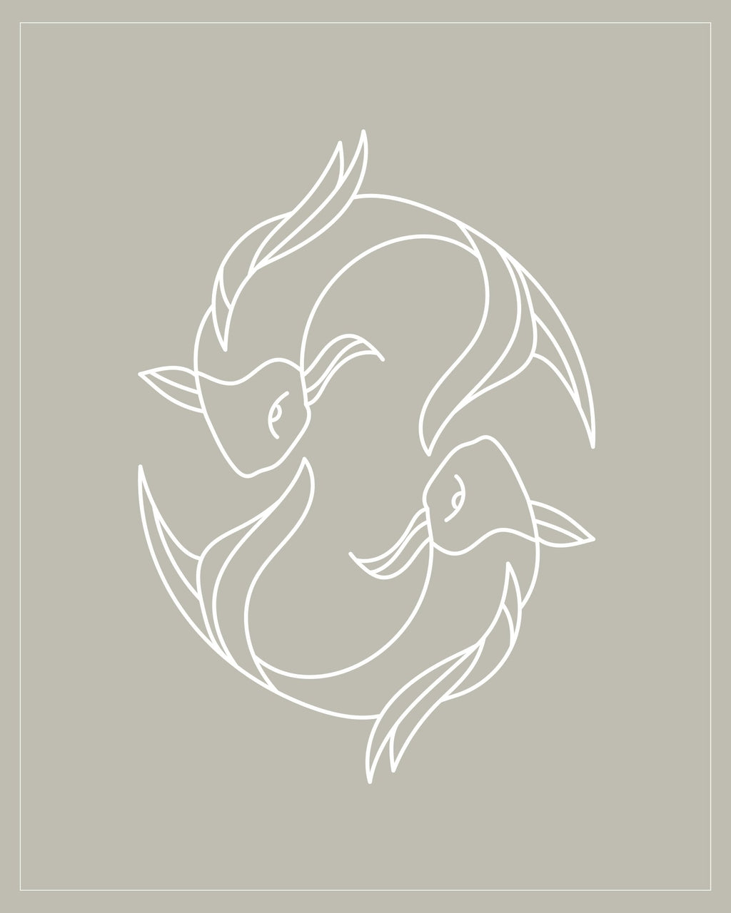 Pisces Zodiac Print | Minimalist Line Art Wall Art