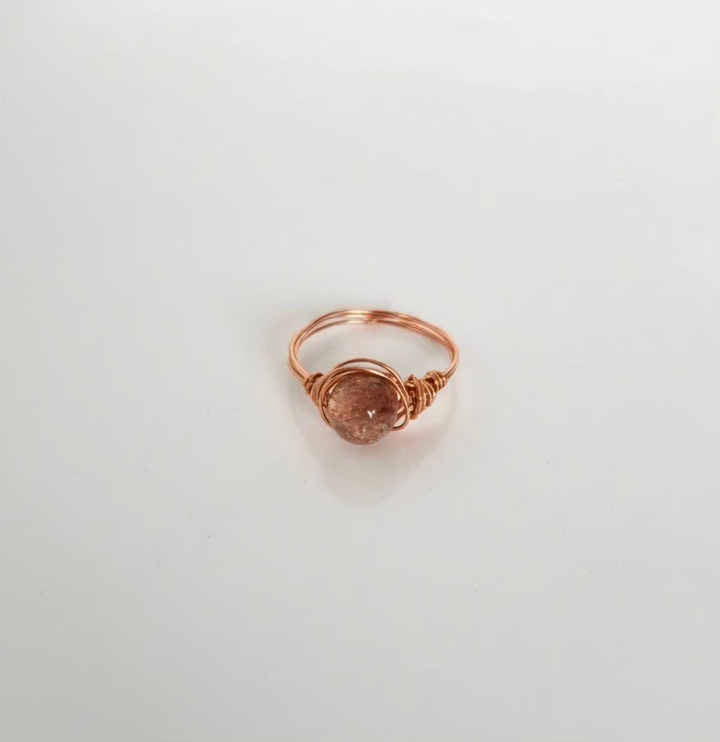 Handmade Brown Faceted Wire-Wrapped Ring
