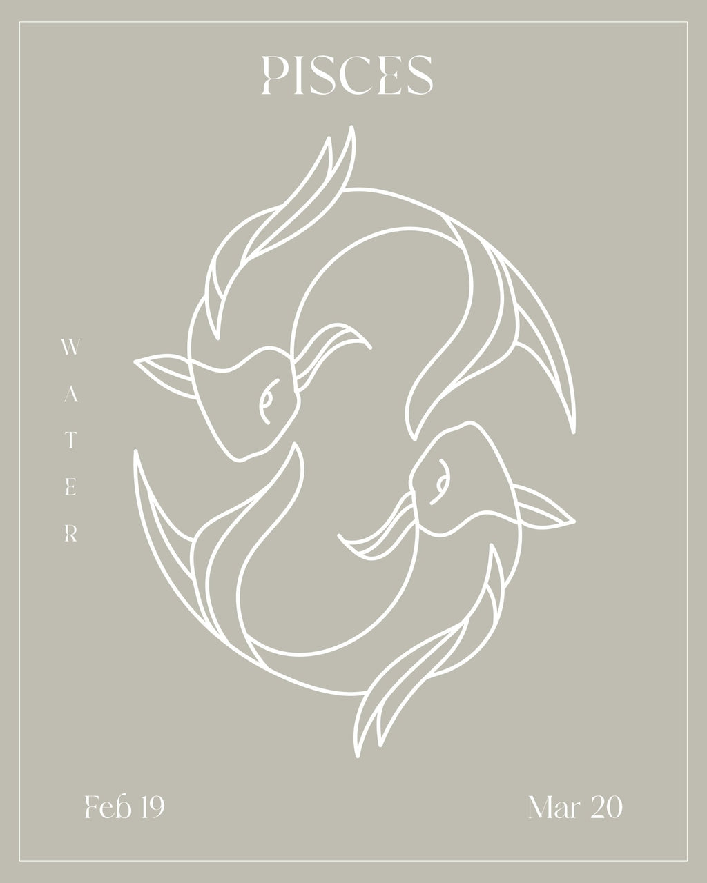 Pisces Zodiac Print | Minimalist Line Art Wall Art