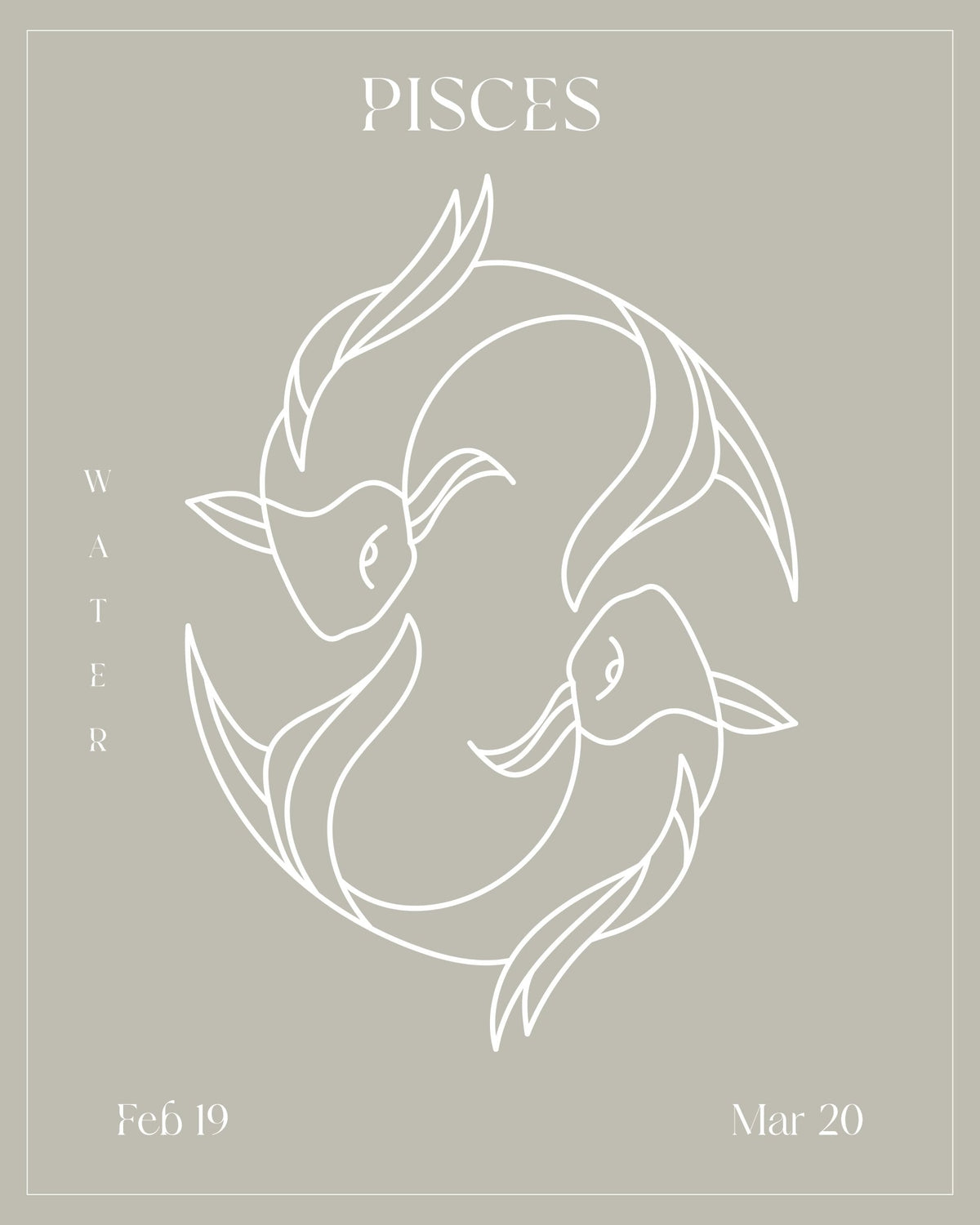 Pisces Zodiac Print | Minimalist Line Art Wall Art