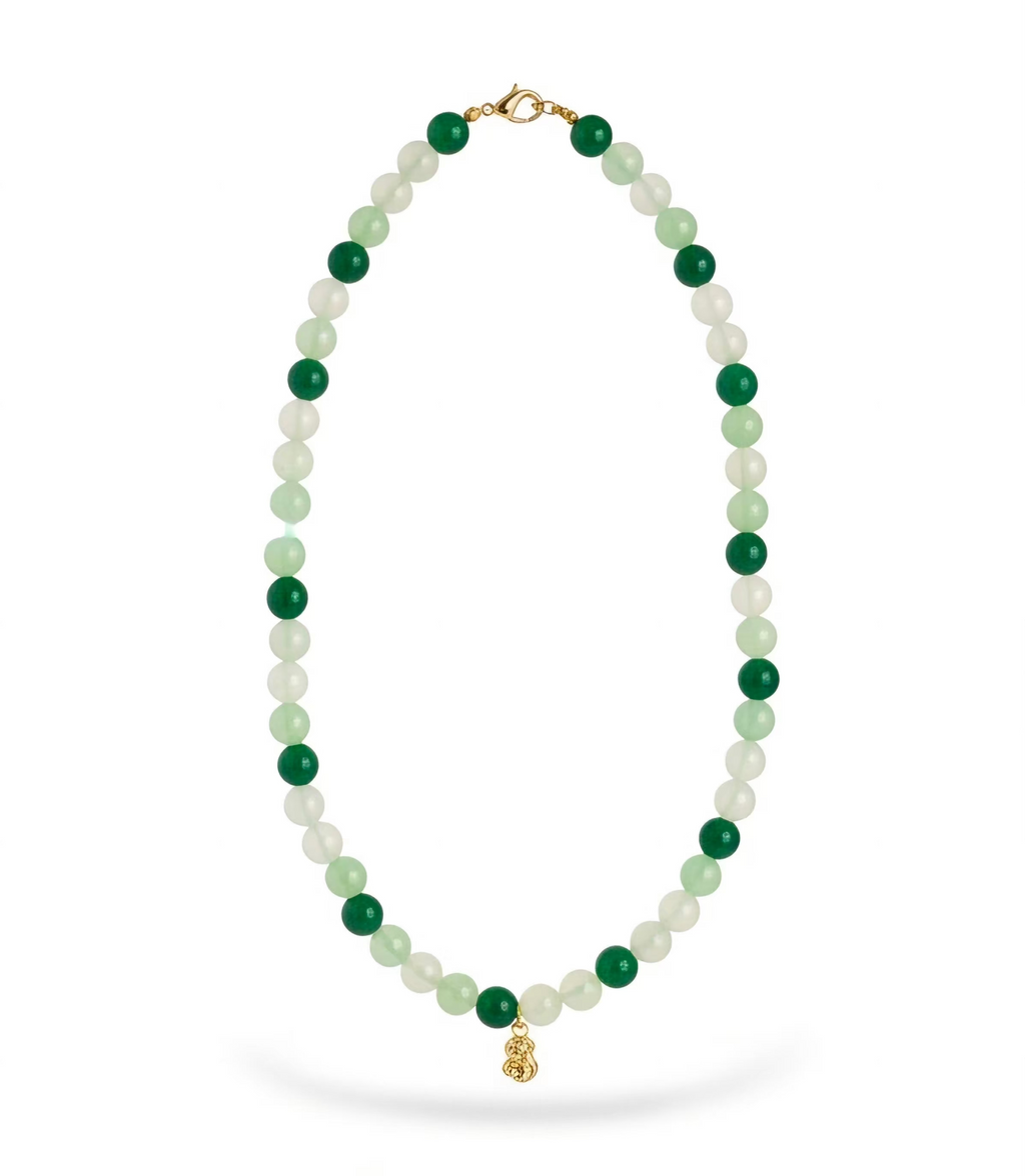Green & White Personalised Beaded Necklace