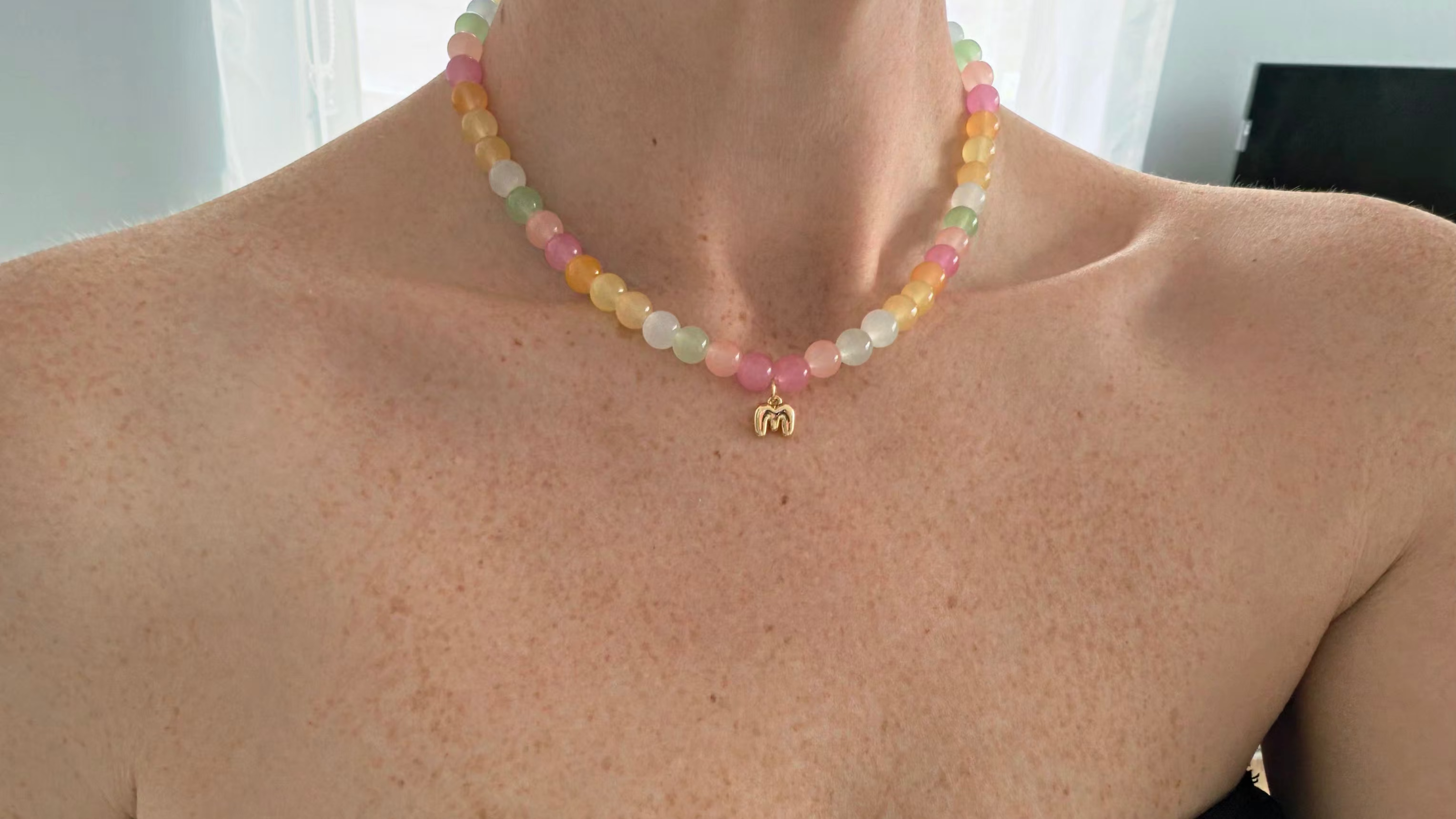 Pastel Rainbow Personalised Beaded Necklace
