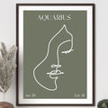 Aquarius Zodiac Print | Minimalist Line Art Wall Art