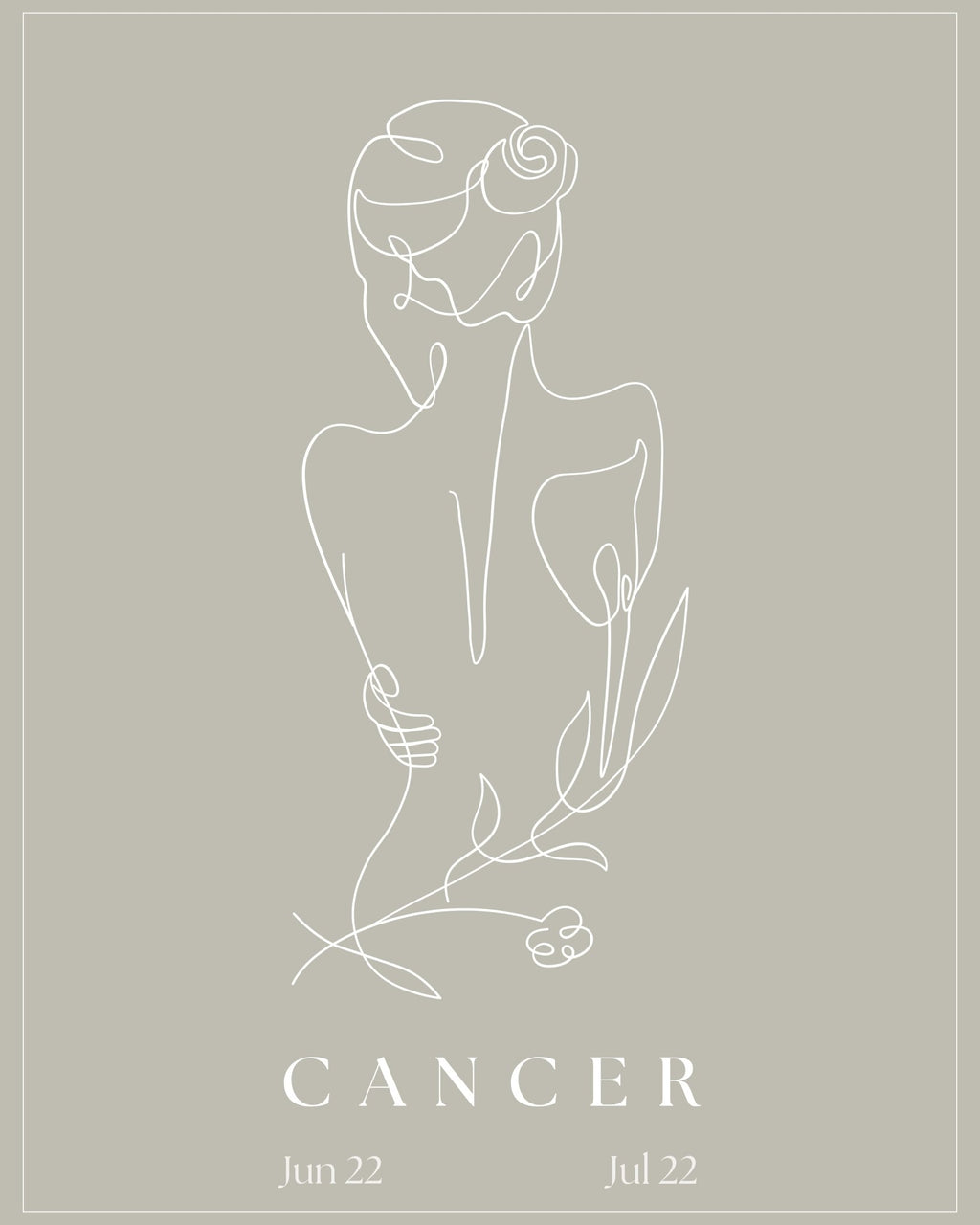 Cancer Zodiac Print | Minimalist Line Art Wall Art