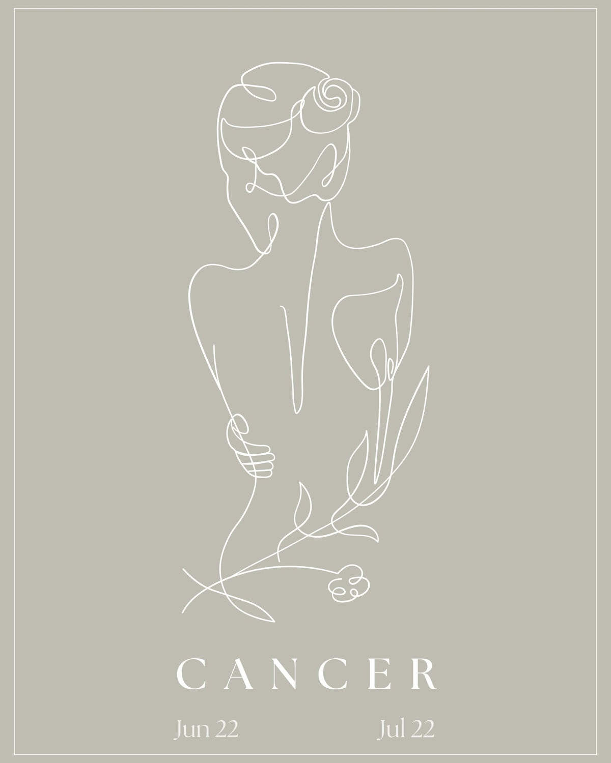 Cancer Zodiac Print | Minimalist Line Art Wall Art
