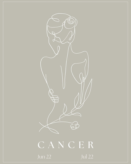 Cancer Zodiac Print | Minimalist Line Art Wall Art
