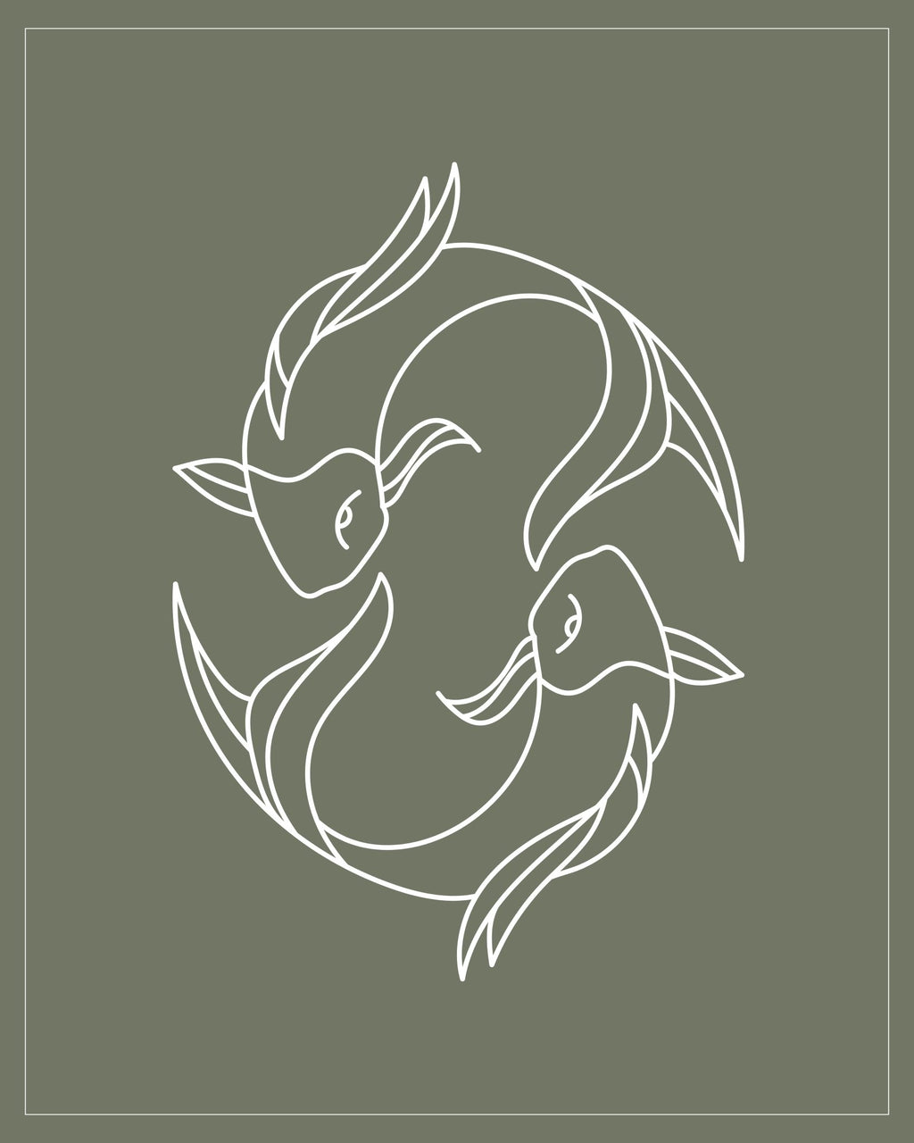 Pisces Zodiac Print | Minimalist Line Art Wall Art