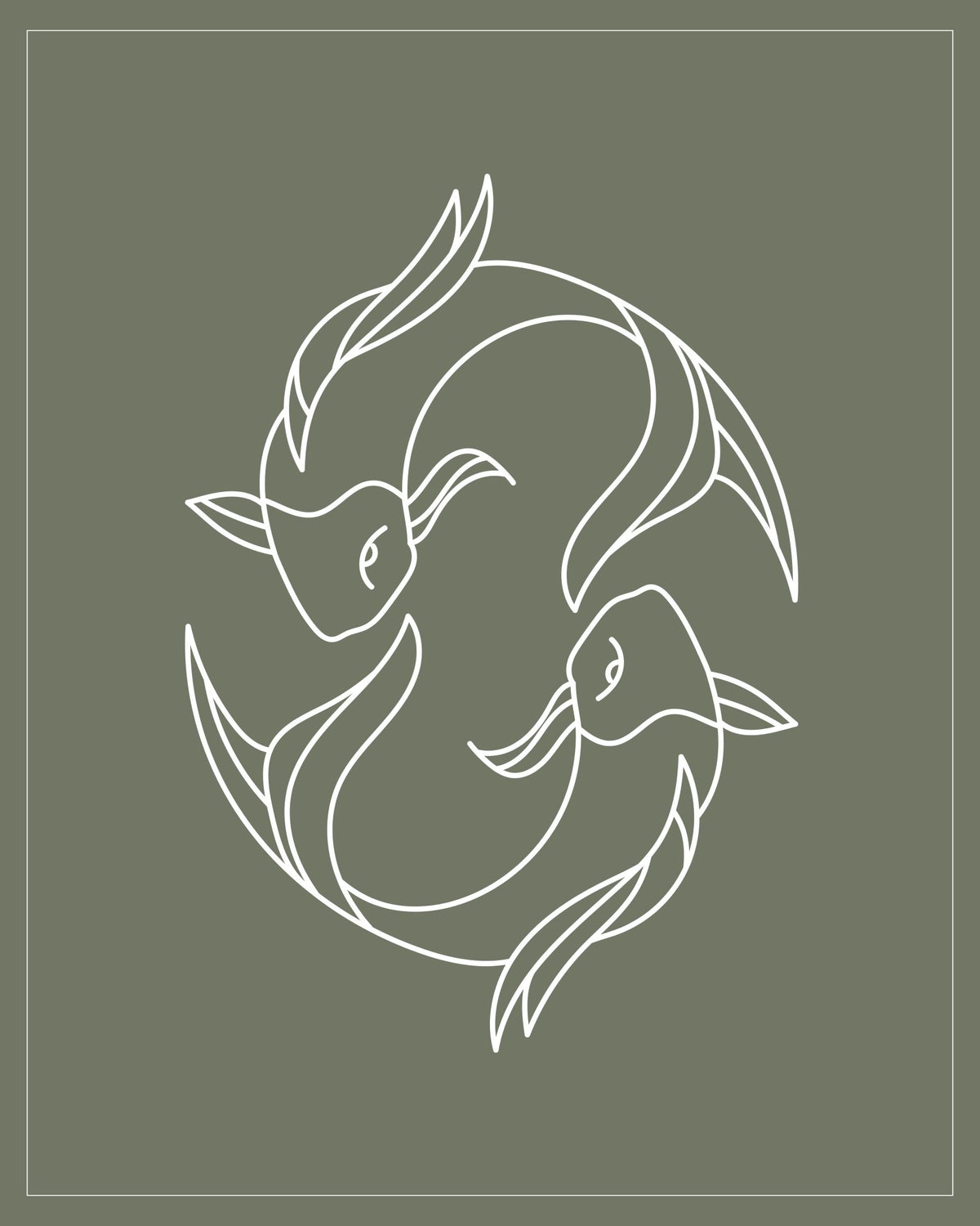 Pisces Zodiac Print | Minimalist Line Art Wall Art